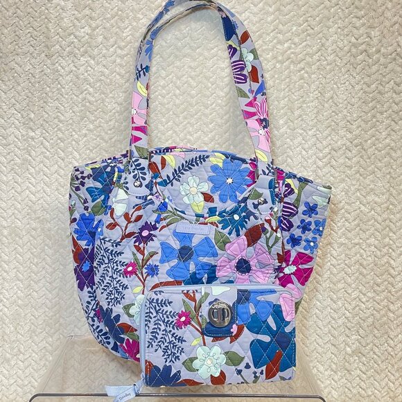 Vera Bradley Bengal Lily‎ Tote Bag & Wallet | Y2K Boho Chic Cottagecore Coquette - Picture 1 of 14